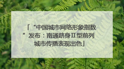 “中国城市网络形象指数”发布：南通跻身Ⅱ型前列 城市传播表现出色