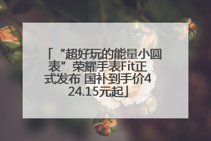“超好玩的能量小圆表”荣耀手表Fit正式发布 国补到手价424.15元起