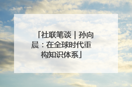 社联笔谈｜孙向晨：在全球时代重构知识体系