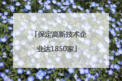 保定高新技术企业达1850家