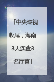 中央巡视收尾，海南3天连查3名厅官