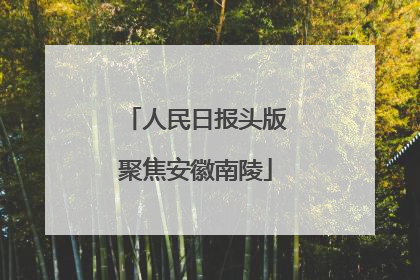 人民日报头版聚焦安徽南陵