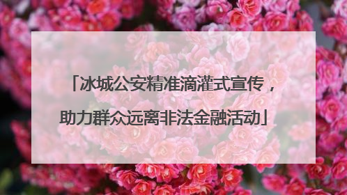 冰城公安精准滴灌式宣传，助力群众远离非法金融活动