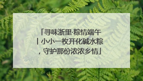 寻味浙里·粽情端午丨小小一枚开化碱水粽，守护那份浓浓乡情
