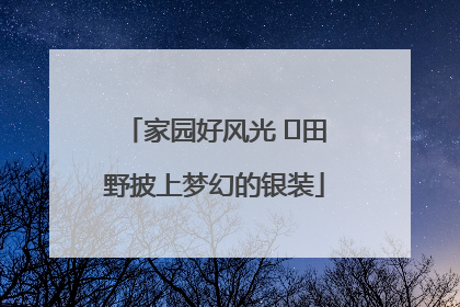 家园好风光 ⎮田野披上梦幻的银装