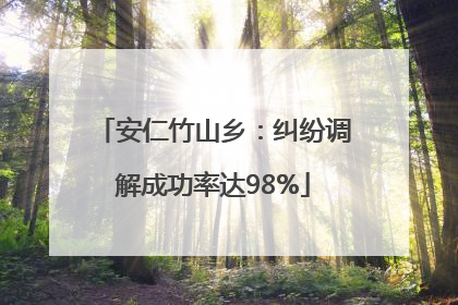 安仁竹山乡：纠纷调解成功率达98%