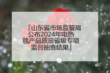 山东省市场监管局公布2024年电热毯产品质量省级专项监督抽查结果