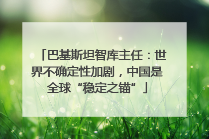 巴基斯坦智库主任：世界不确定性加剧，中国是全球“稳定之锚”