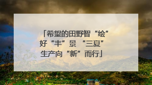 希望的田野智“绘”好“丰”景 “三夏”生产向“新”而行