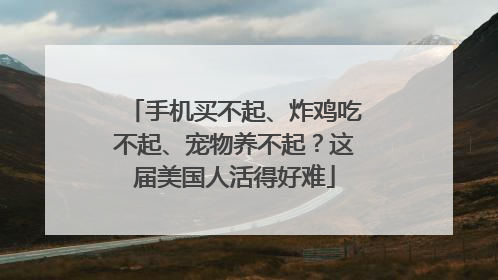 手机买不起、炸鸡吃不起、宠物养不起？这届美国人活得好难