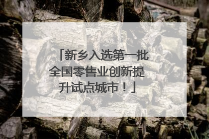 新乡入选第一批全国零售业创新提升试点城市！