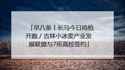 早八条丨长马今日鸣枪开跑／吉林小冰麦产业发展联盟与7所高校签约