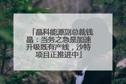 晶科能源副总裁钱晶：当务之急是加速升级既有产线，沙特项目正推进中