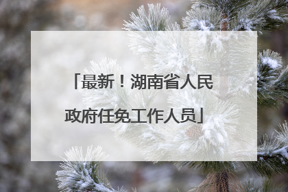 最新！湖南省人民政府任免工作人员