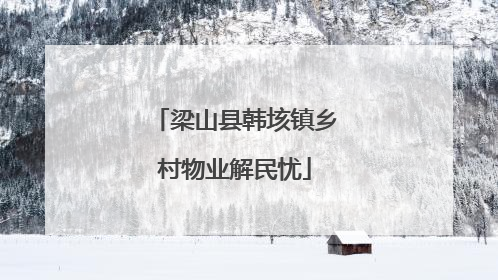 梁山县韩垓镇乡村物业解民忧