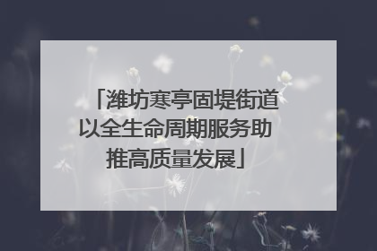 潍坊寒亭固堤街道以全生命周期服务助推高质量发展