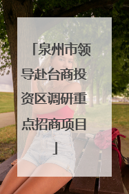 泉州市领导赴台商投资区调研重点招商项目