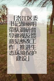 洛江区委书记颜丽明带队调研督导巡视反馈意见整改工作，推进生态环境保护建设