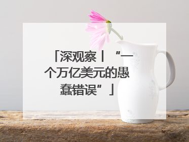 深观察丨“一个万亿美元的愚蠢错误”