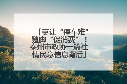 莫让“停车难”蹩脚“促消费”！泰州市政协一篇社情民意信息背后