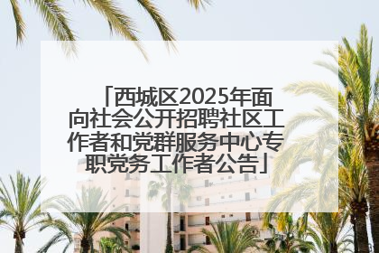 西城区2025年面向社会公开招聘社区工作者和党群服务中心专职党务工作者公告