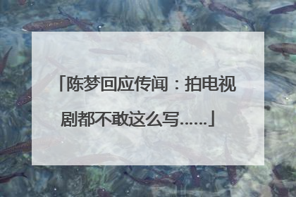 陈梦回应传闻：拍电视剧都不敢这么写……