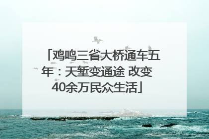 鸡鸣三省大桥通车五年：天堑变通途 改变40余万民众生活