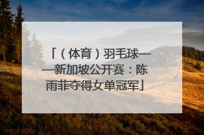 （体育）羽毛球——新加坡公开赛：陈雨菲夺得女单冠军
